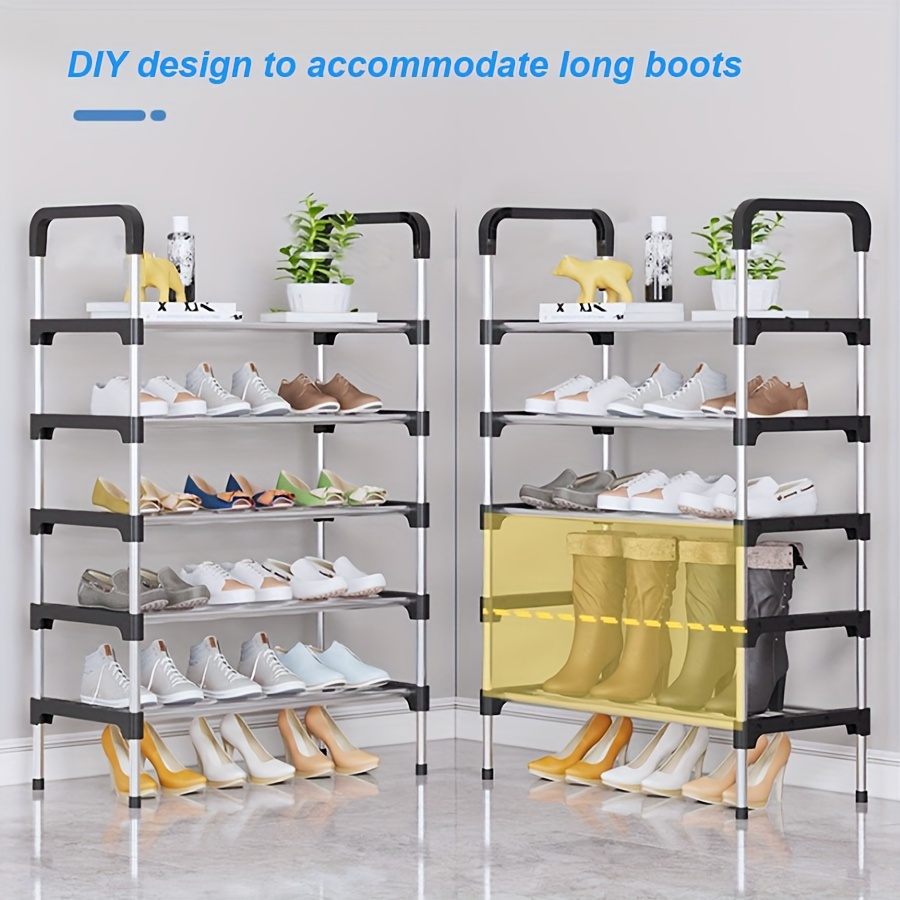 

1pc Adjustable Metal And Plastic Shoe Rack, Storage Organizer For Various Locations, Entrance, Living Room, Bedroom, Space-saver