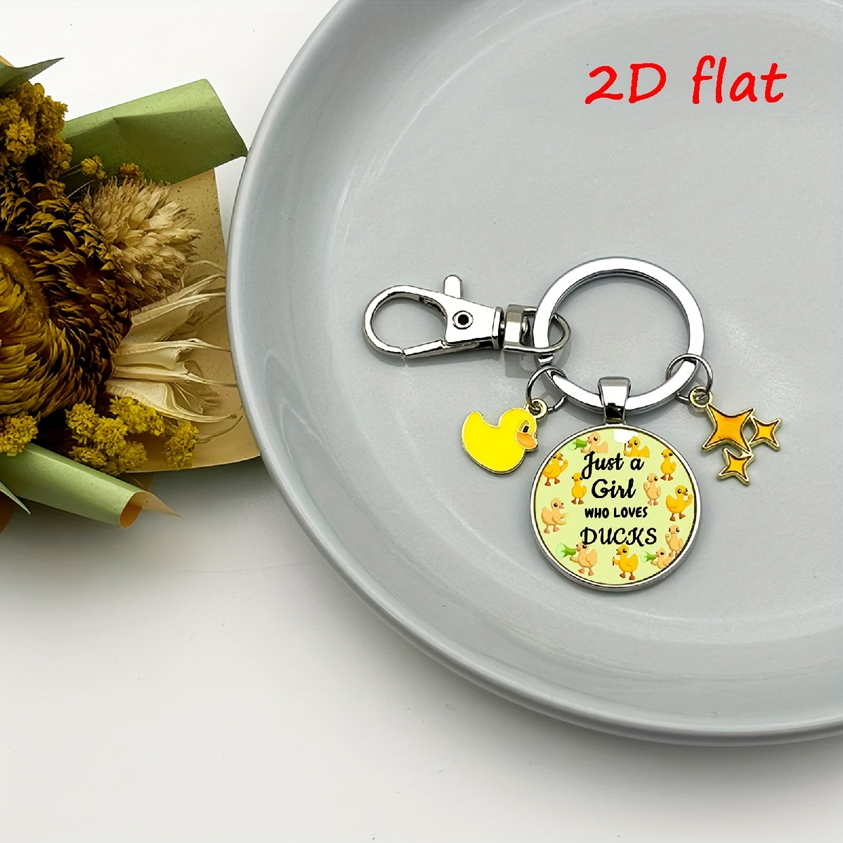TEMU 1pc Time Gemstone Keychain, Featuring A Duck And Pendant, An Interesting Duck Glass Keychain, Perfect As A Gift For And