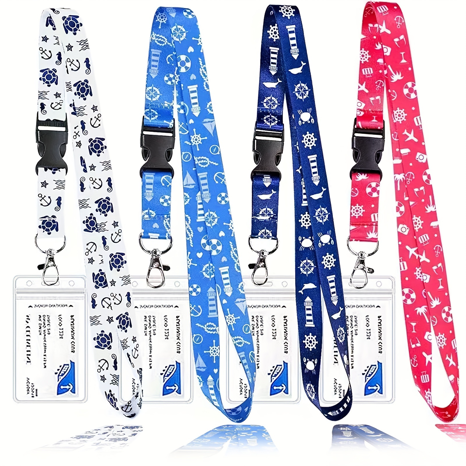 

4pcs Waterproof Cruise Lanyard With Id Badge Holder - Essential Accessory For All Ship Key Cards & Use