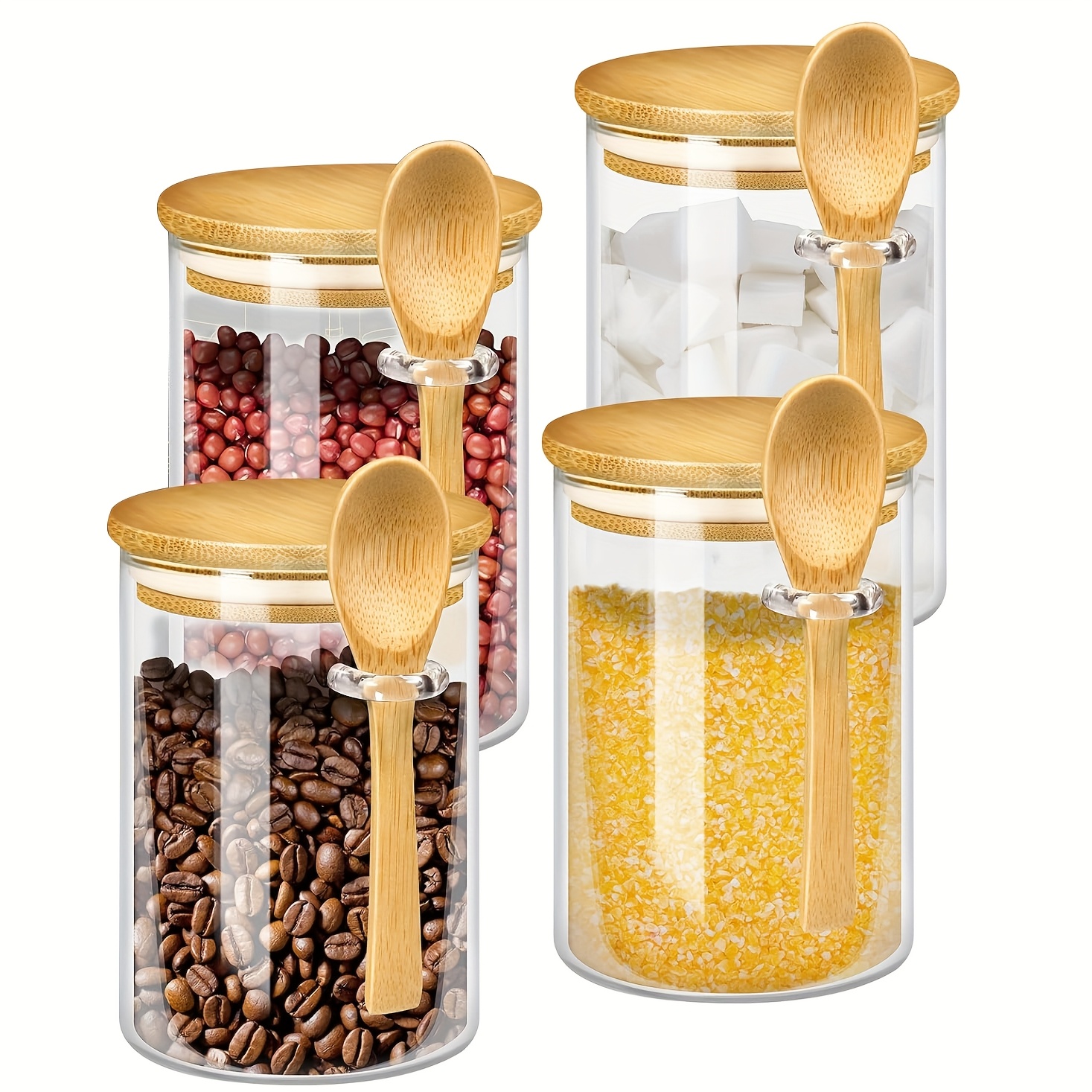 TEMU 4pcs Glass Dessert Bowl With Spoon, Yoghurt Oatmeal Cup, Fruit Oats, Made, Suitable For Breakfast Preparation, Overnight Oatmeal Fruit, Bpa-free Material, Wedding Supplies, Promotion