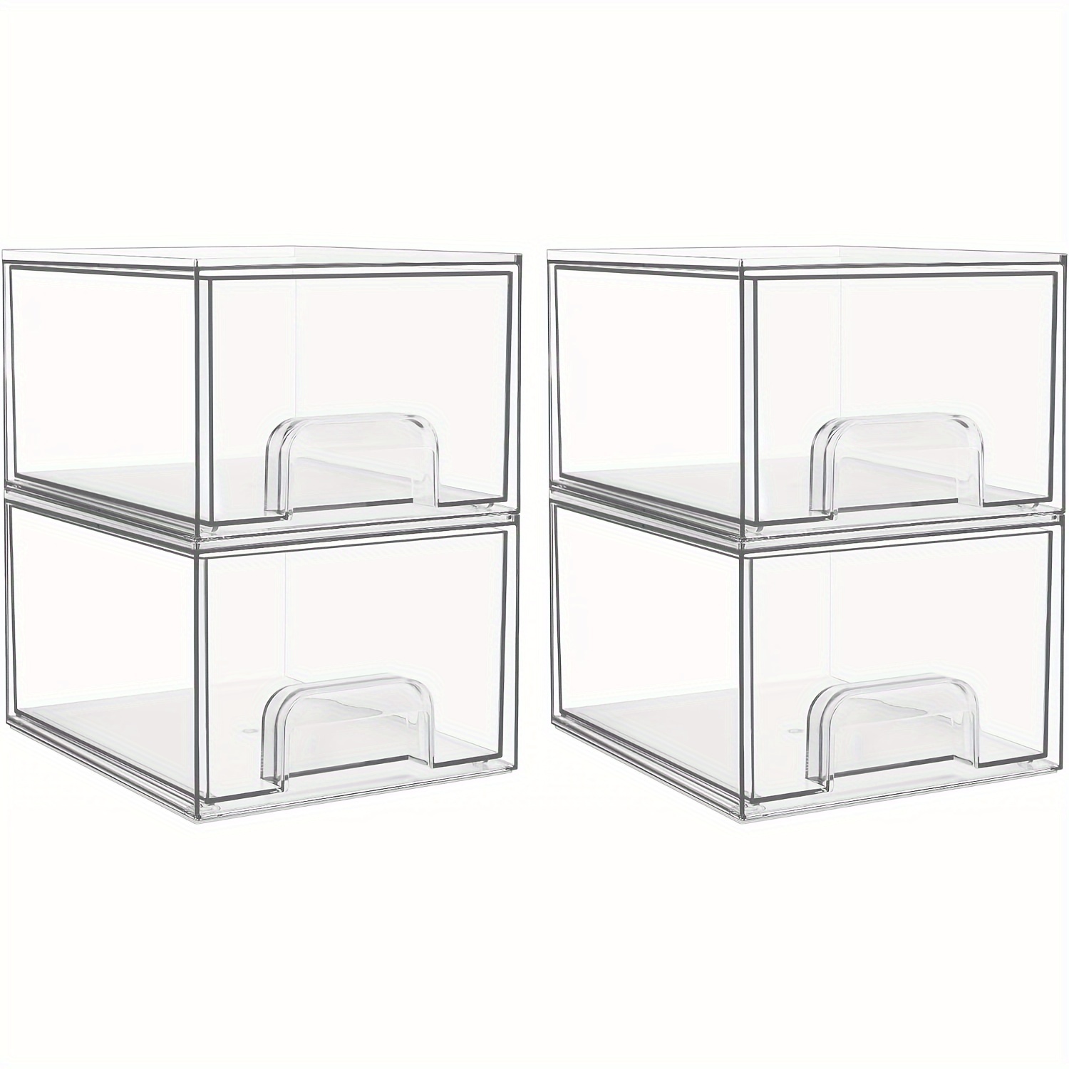 

2/4pcs Clear Stackable Makeup Organizer, Storage Drawers For Countertop, Cosmetic Storage Boxes For Vanity, Bathroom, Kitchen Cabinets, Home Organization And Storage