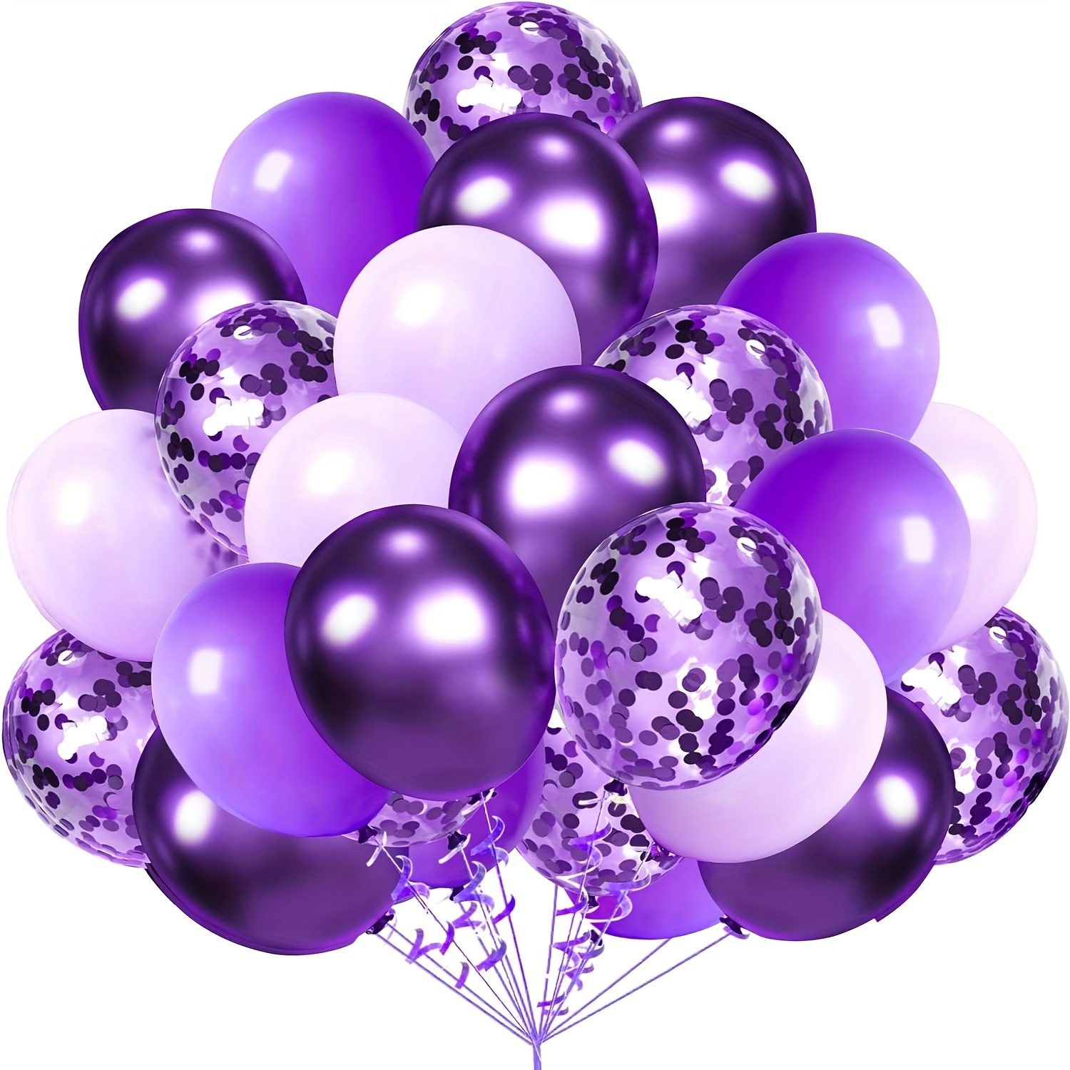 

30pcs-dark Purple Light Purple Balloons And Confetti Balloons Large Thickened Helium Latex Balloons With Purple Ribbon, Suitable For Birthday Graduation Wedding Party Decoration Eid Al-adha Mubarak