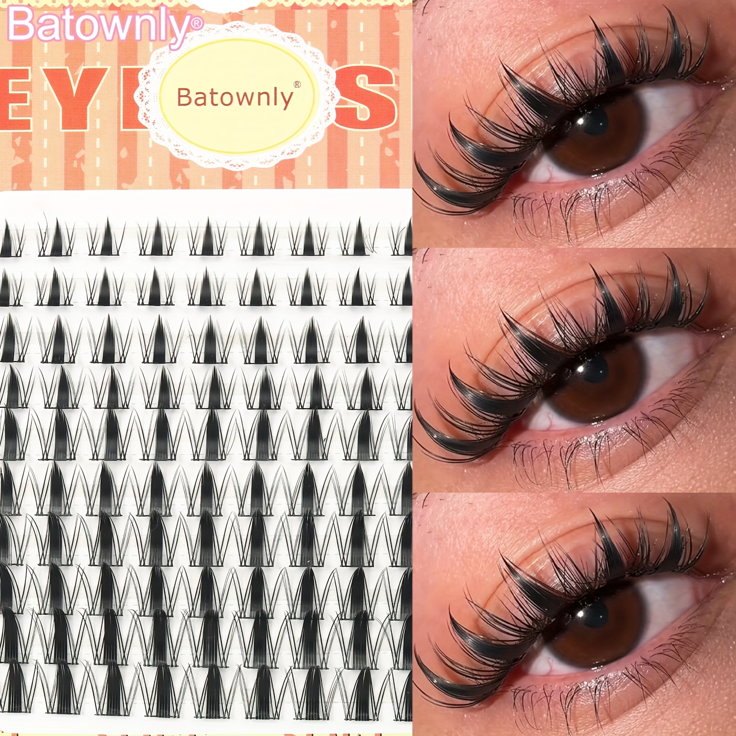 100 Cluster Diy Individual Eyelash Extension-natural, Anime Effect, Cluster Fluffy Effect, C , Length 8-16mm, Easy For Beginners To Use