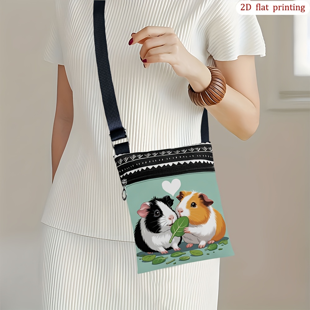 E-shop [2D-Flachdruck] Umhängetasche mit Meerschweinchen-Liebesblatt, ideal für den täglichen Gebrauch mit einem leuchtenden Design, robuste und