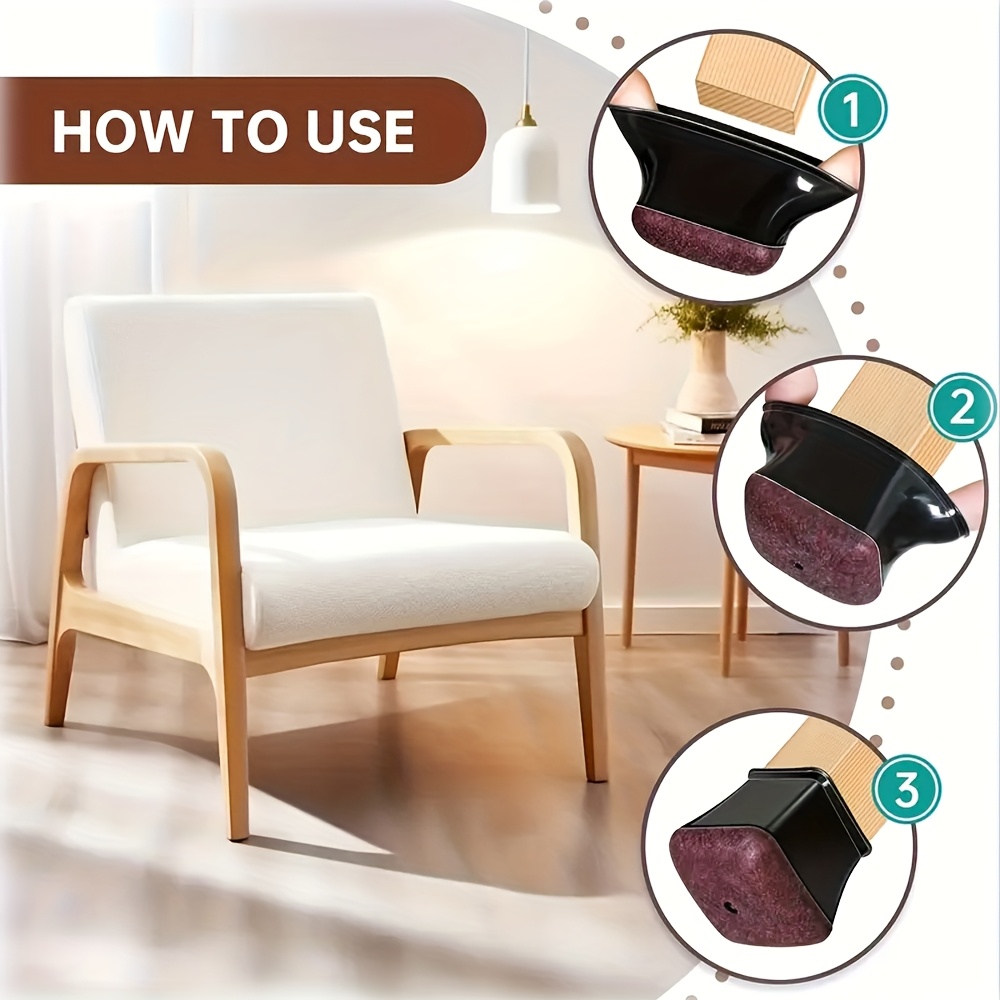 8pcs Chair Leg Floor Protectors for Hardwood Floors, Furniture Sliders with  Felt, Furniture Leg Caps Covers, Fit Square