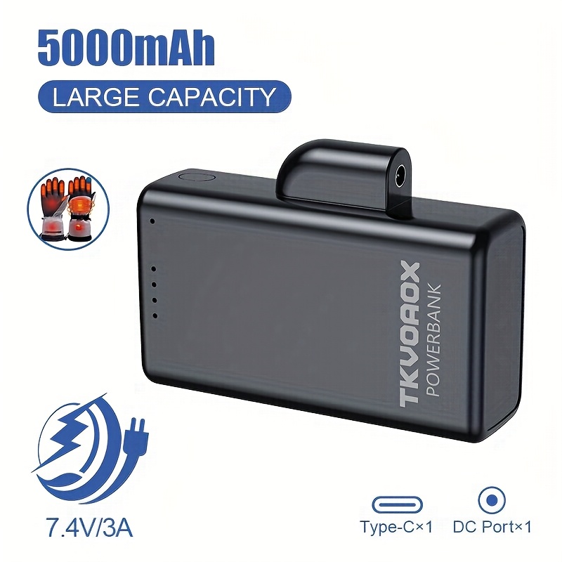 

7.4v 3a Battery Bank For Gloves, Rechargeable Battery Pack For Vest With And Type-c , Portable Power Bank For Gloves, Socks And More