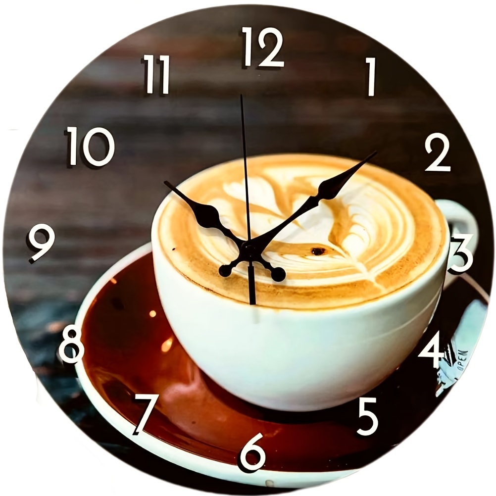  Reloj de pared para cocina, cafetería, casa, decoración  artística, grano de café, oficina, reloj de pared redondo de cuarzo, regalo  para amantes del café (sin marco) : Hogar y Cocina