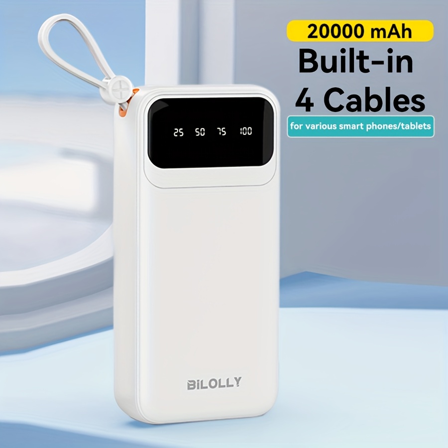 TEMU Portable Large Capacity Charger, 20000/10000mah Power Bank, 5v/2.1a Fast Charging Power Bank, 5 Output 2 Input External Battery Pack, Travel