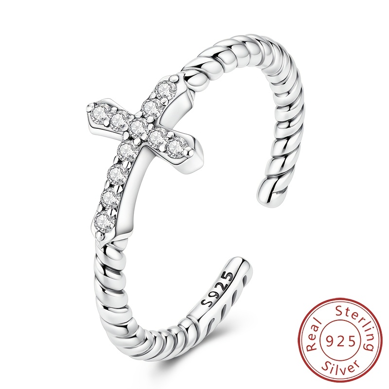 925 Silver Cross Braid Open Ring, Festive & Elegant