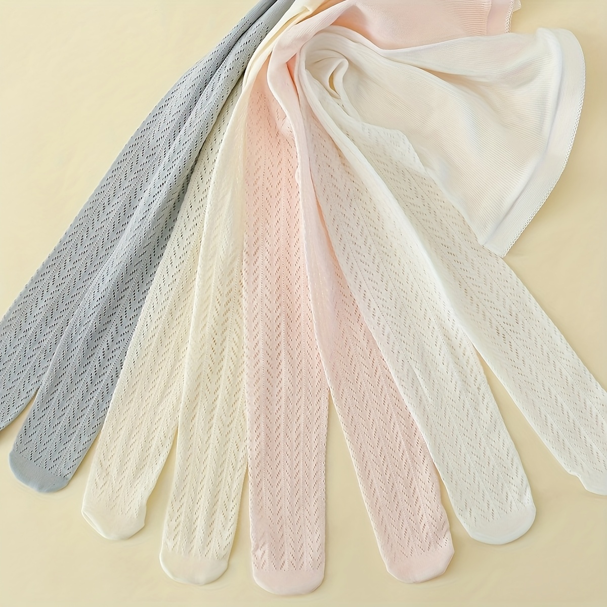 Image of 4pcs Girls' Solid Color Bright Shades Fashionable High-stretch Breathable Tights Suitable For Daily Wear