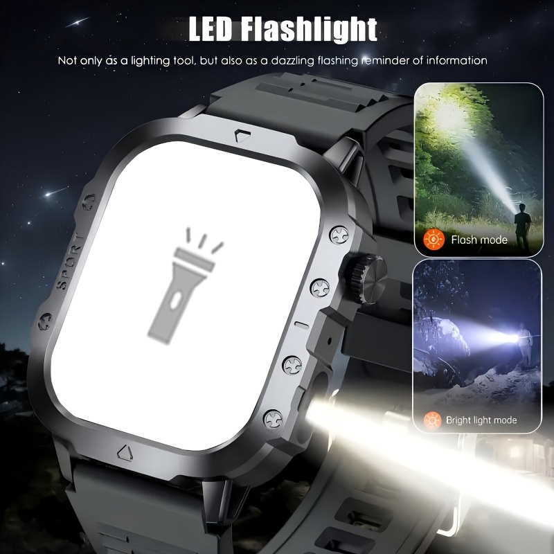  watch 5.1cm screen display wireless /answering phone watch, with led flashlight, multi-sport mode watch for men and women, 100+ , music controller, gps tracking, multimedia information viewing, usb charging, step and calorie, wireless and answering - durable smart watch, compatible with /io watch, high quality watch for men Product details 1