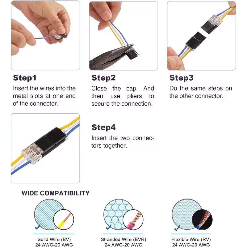 10 conectores rápidos de empalme sin soldadura para cables eléctricos, bloques de conector a presión de de para tira led de coche, aplicaciones de voltaje, bloques de terminales de conexión rápida Detalles del producto 7
