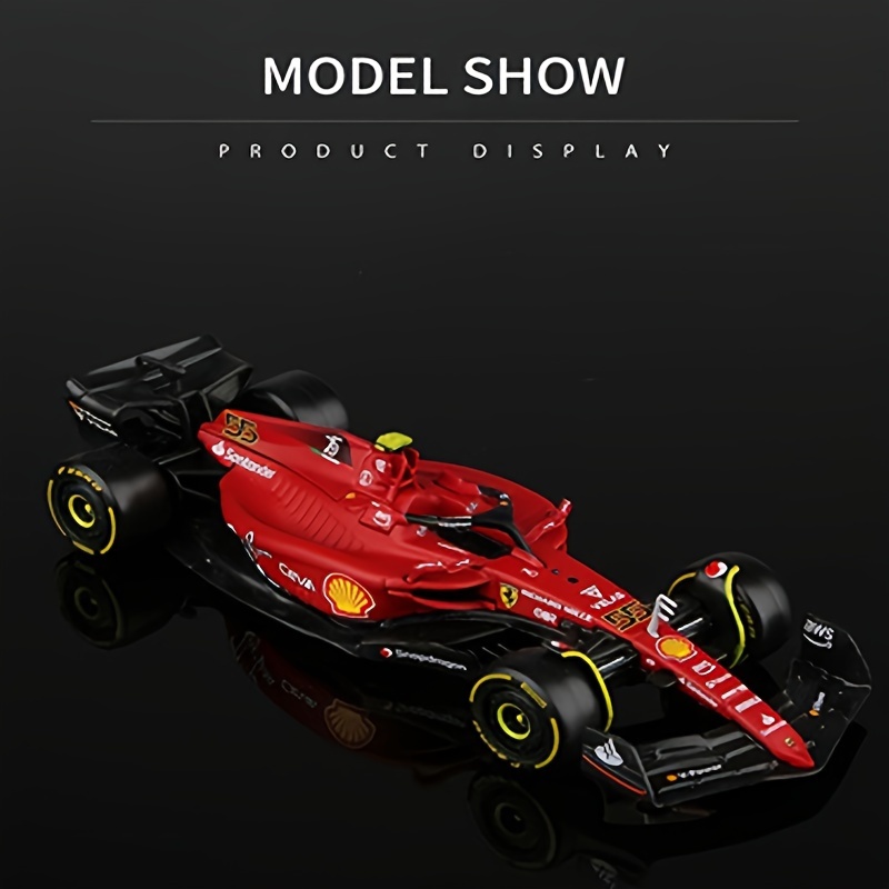 1:43 Scale Burago Ferrari F1-75 #16 & #55 Die-Cast Alloy Car Model, Collectible Racing Toy, Weather-Resistant, Wind-Powered, Zinc Alloy, Push-Operation, Model Car Collectibles