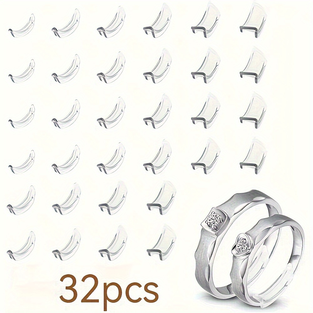 

32pcs Invisible Ring Size Adjuster Set - 8 Sizes, Plastic Spacer Tighteners & Guards For Loose Rings