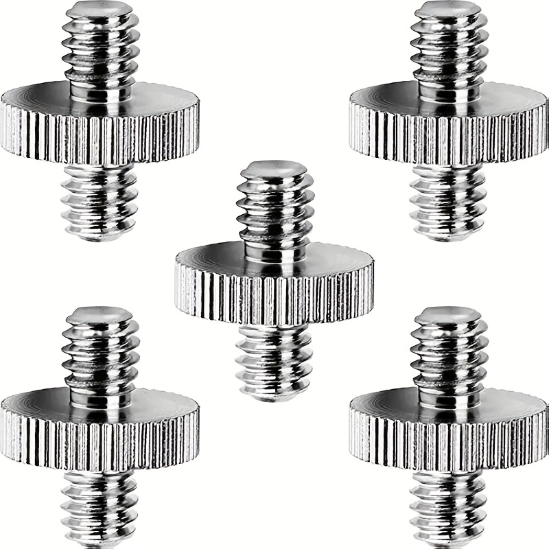 Image of 5pcs Metal 1/4" Male To 1/4" Male Screw Adapters, Dual End Threaded Converter For Camera Tripods, Monopods, Light Stands & Photography Accessories