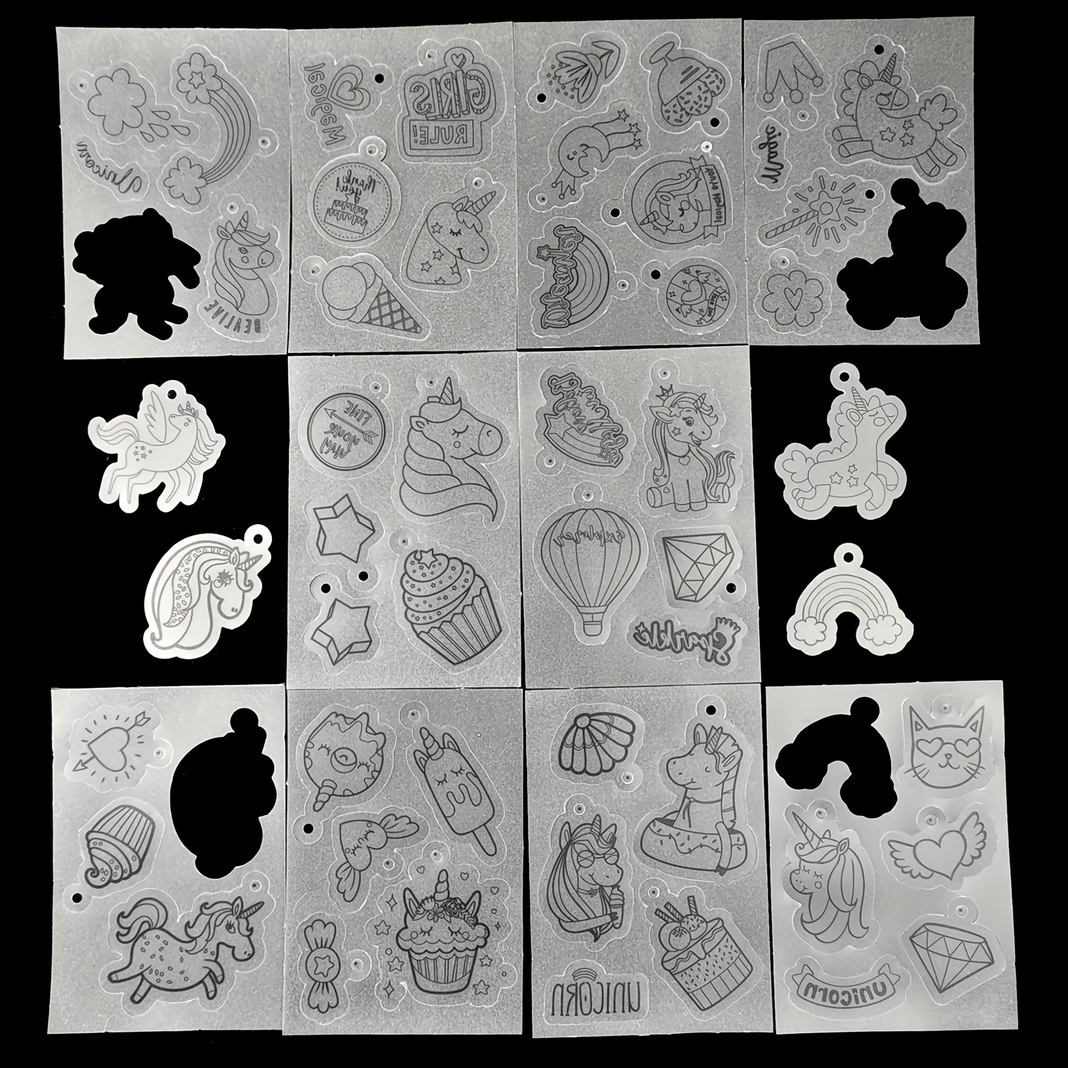 Image of Jewelry Making Kit Rs030 Unicorn, No Cutting Or Hole Punching Required, Coloring And Shrinking Plastic, Craft Materials For Additions And Jewelry, Earring Components