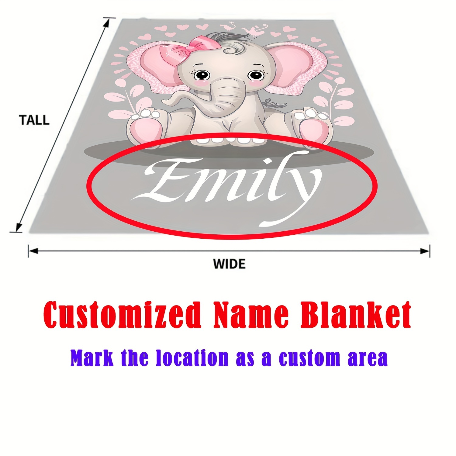 Custom Creative Elephant Blanket with Personalized Name