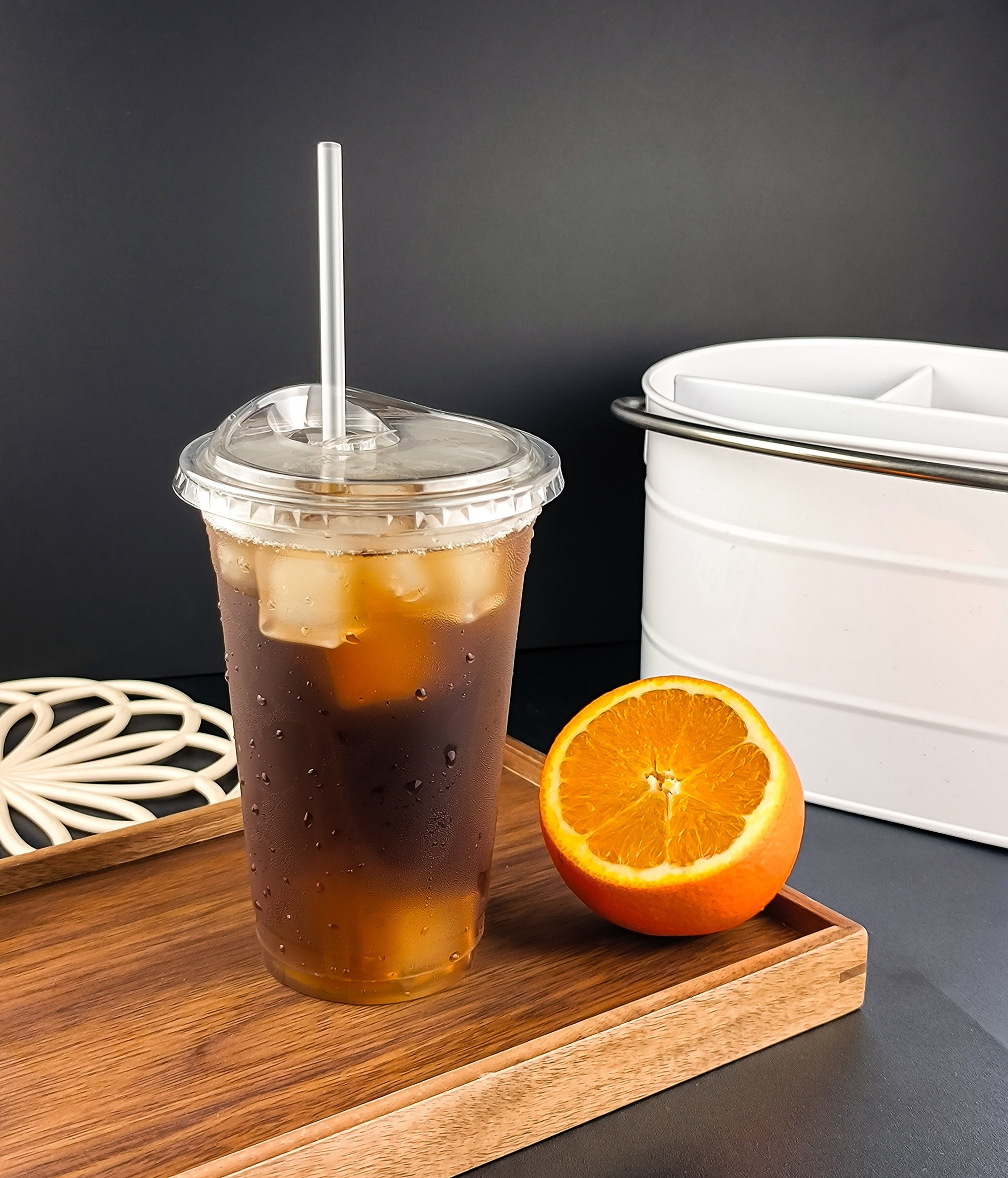 25 50 sets 24oz disposable clear plastic cups with lids and straws pet material ideal for iced coffee cold drinks   summer outdoor   drinkware details 3