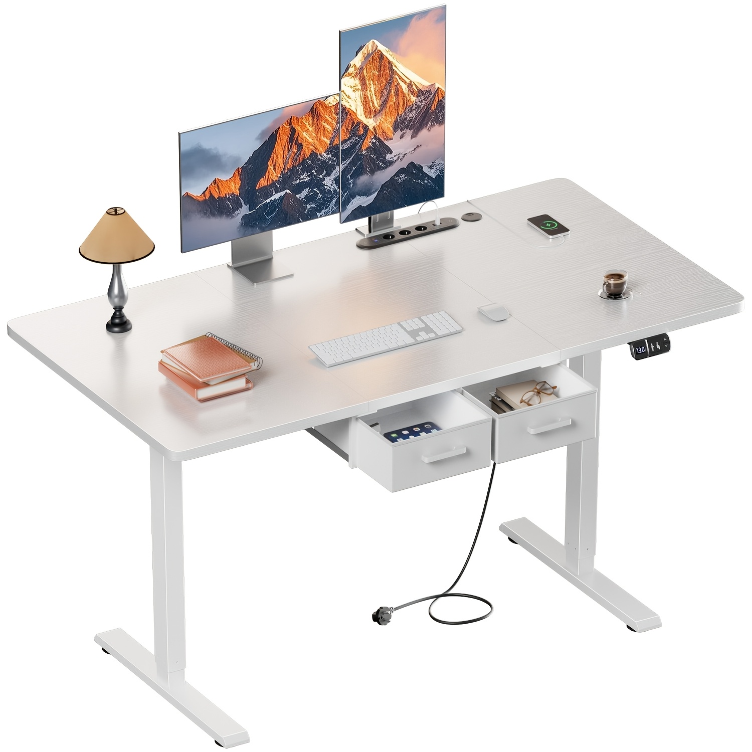Image of Extra-large Electric Height-adjustable Desk, Electric Standing Desk, Height Adjustable Computer Desk, Stand Up Gaming Office Table With , For , Adults