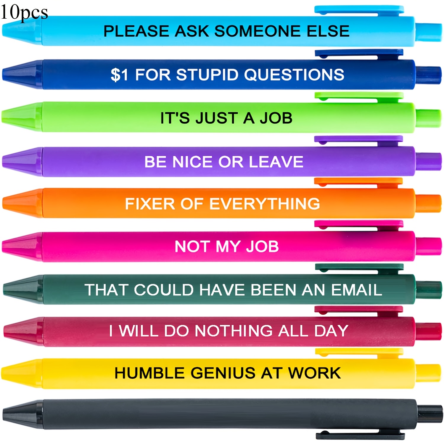Image of 10/30pcs For Adults Sarcastic Pen With Sayings Novelty Black Ink Bulk Set For Coworkers Office School Pranks Gift Supplies, A For Colleagues Back To School
