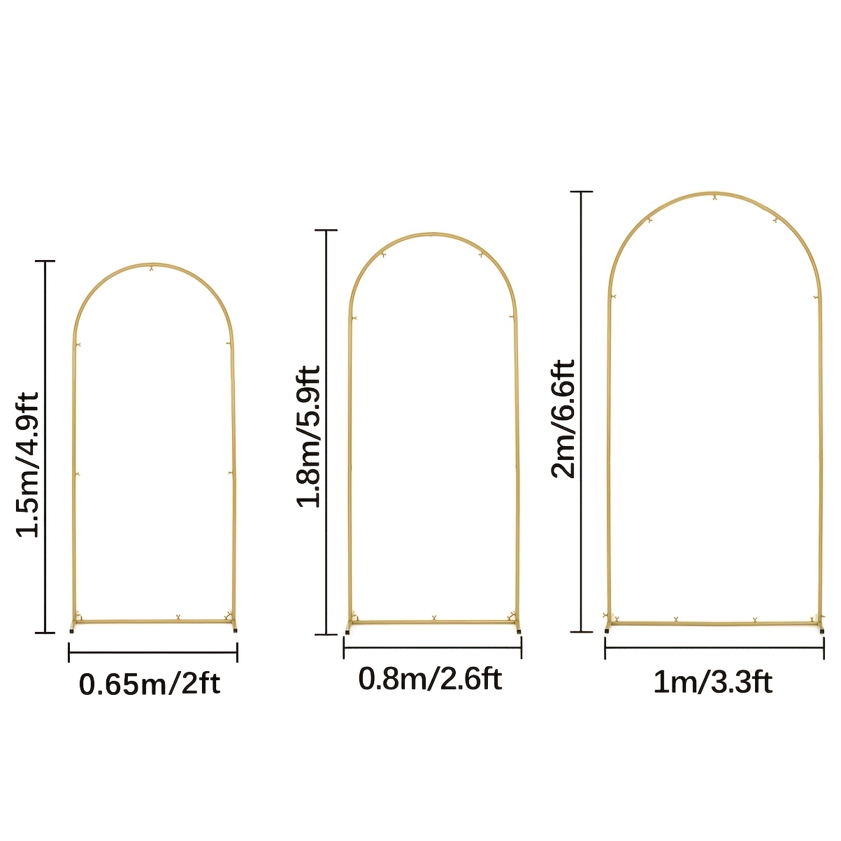 TEMU Ensemble de 3 supports de toile de fond pour de mariage (6,6 pi, 5,9 pi, 4,9 pi), support de toile de fond en métal pour mariage, support d' à