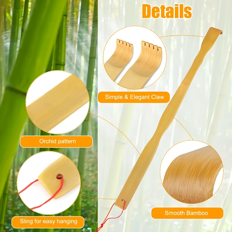 3pcs bamboo back scratcher with long handle ergonomic   massager for   muscle tension portable novelty gift for   holiday gift idea personal care tool   design durable scratching tool Product details 3