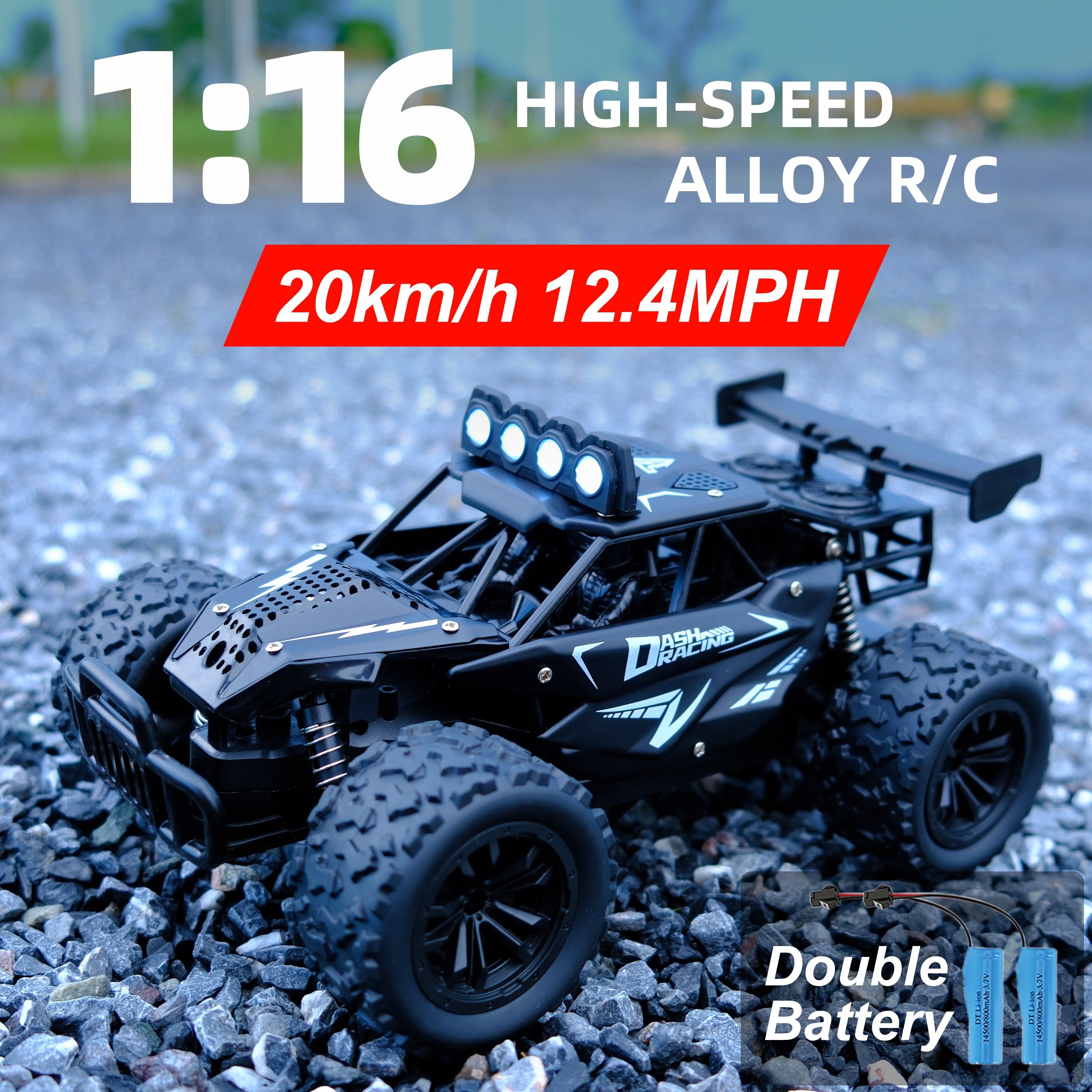 

K.k Alloy Rc Off-road Vehicle, 2.4ghz Wireless Remote Control, Battery-powered With Dual 500mah Rechargeable Lithium, Usb Charging, For 14+