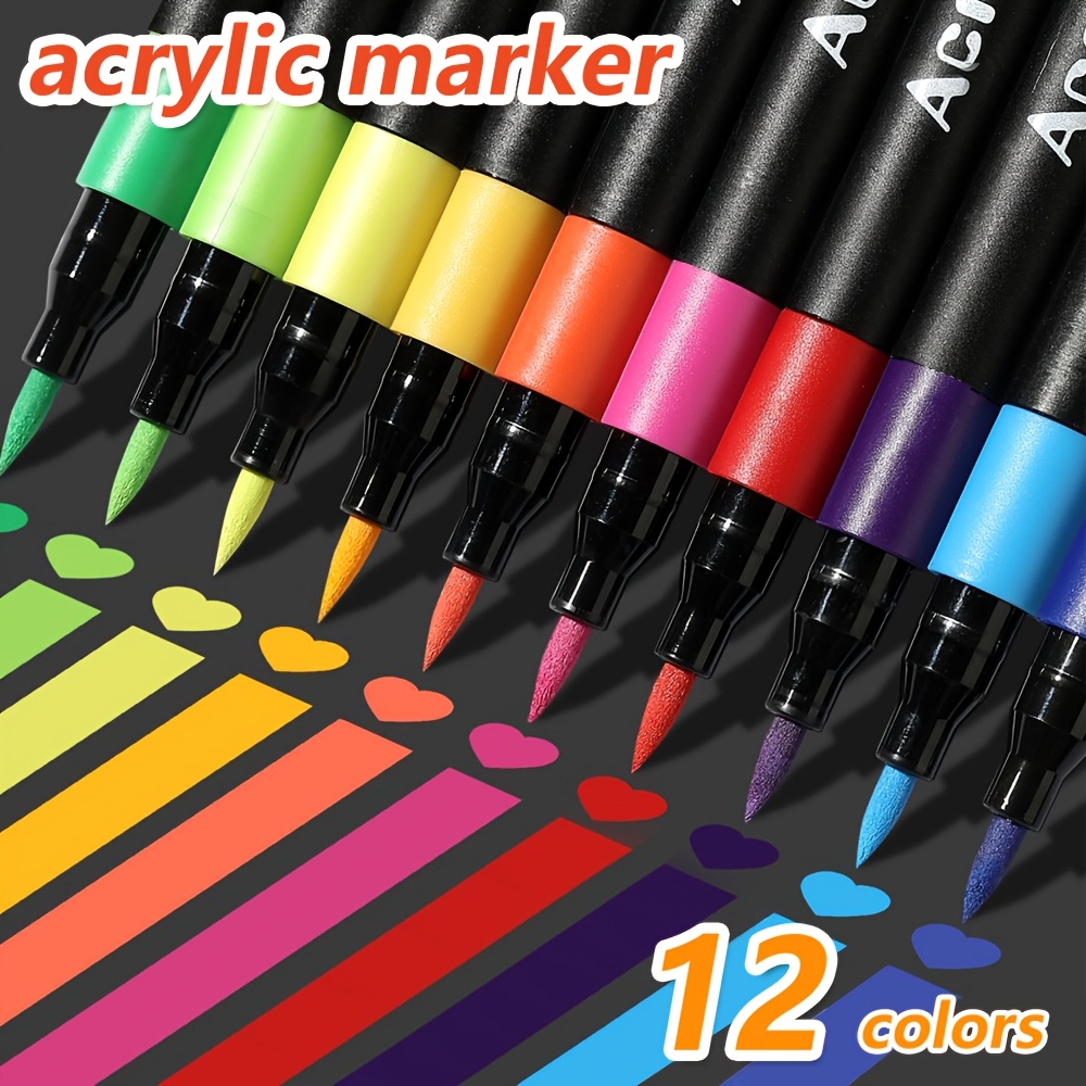 12   head acrylic marker pen suitable for scrapbooks black paper stones ceramics   fabrics canvas cups and handicrafts professional watercolor graffiti pen