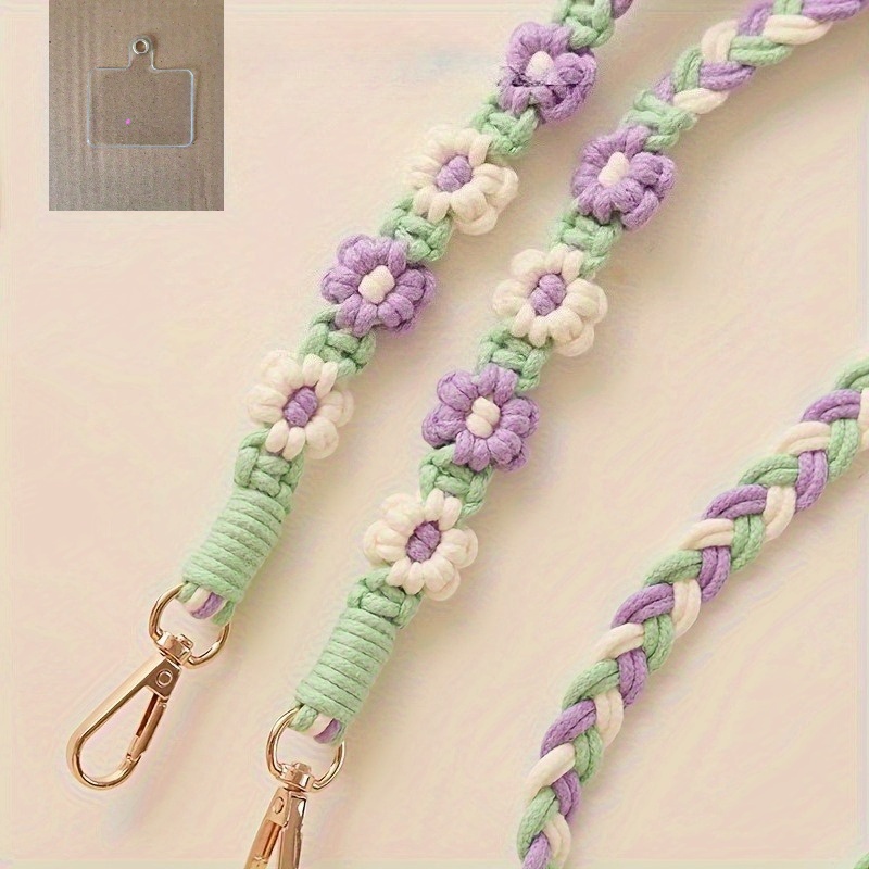 E-shop Mehrfarbige, optionale, handgefertigte, gewebte Gänseblümchen-Handy-Lanyard mit langem Design, das als Cross-Body-/Um-Nacken-Träger getragen
