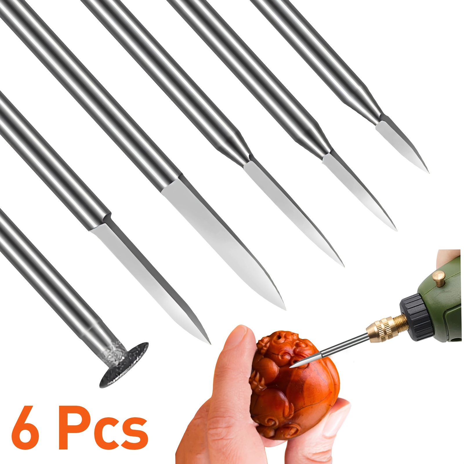 6Pcs/set Grinding Tool Wood Carving Drill Bits 3mm/2.35mm Shank For Rotary Tool Engraving Crafts Grinding Tool - 1420