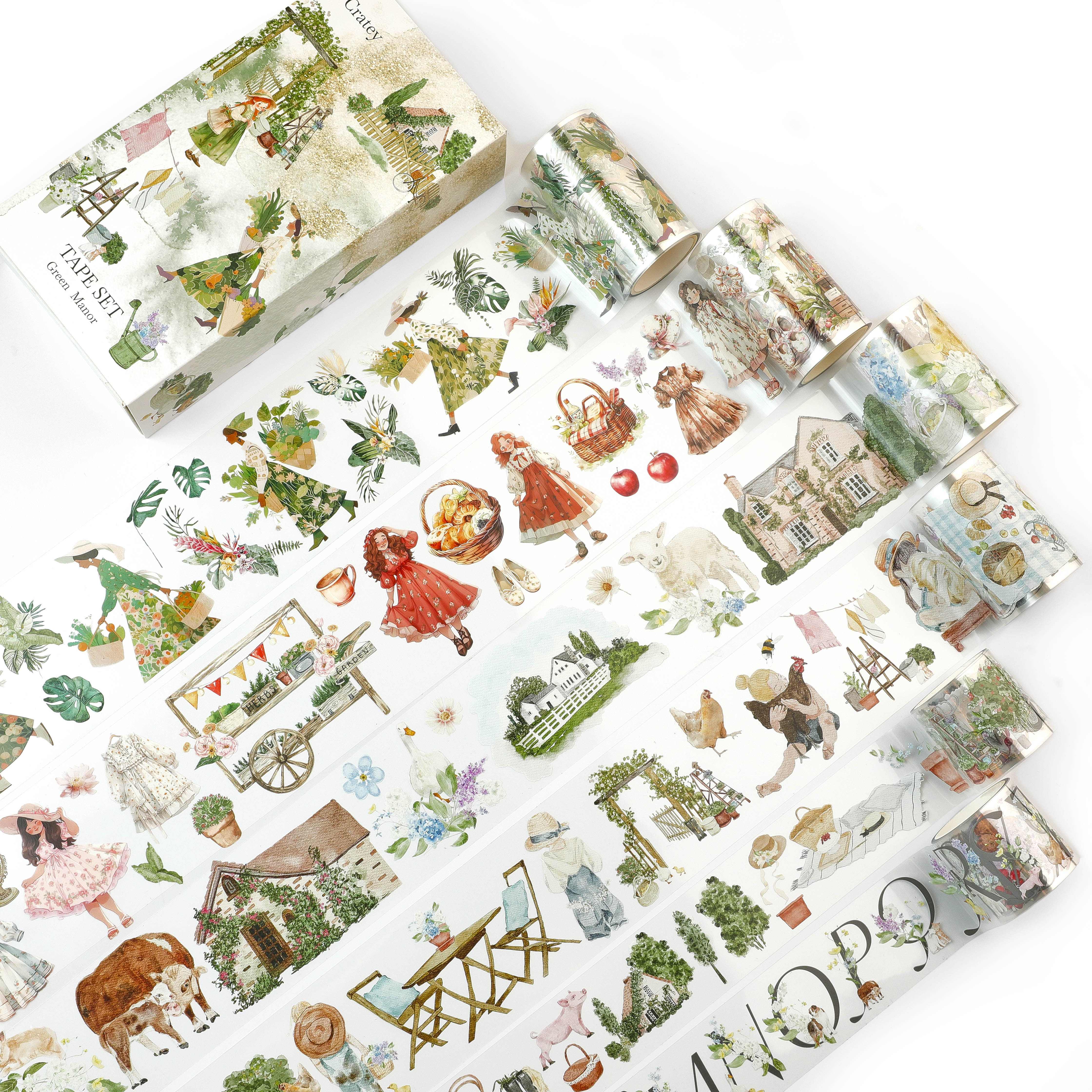 

Idyllic Pet Washi Tape Set - 6 Roll Wide Pet Tape For Scrapbook Supplies, Character Decorative Girls Sticker, Aquarelle Stickers, Bullet Journals Materials, Planner Arts Craft Collage