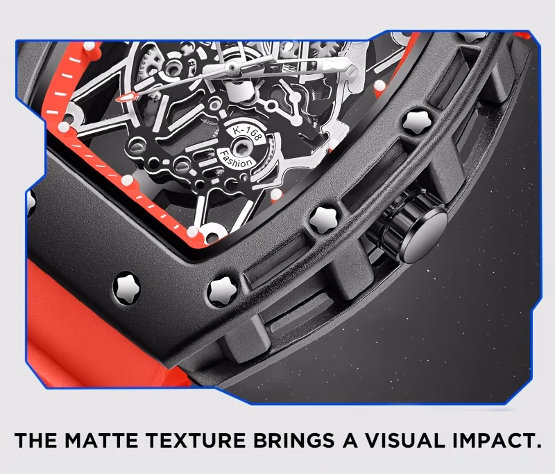 mens sporty fashion quartz watch trendy hip hop style with large dial gear design fashionable and trendy luminous display shaped silicone mens watch electronic quartz movement ideal gift for friends suitable for business or casual Product details 4