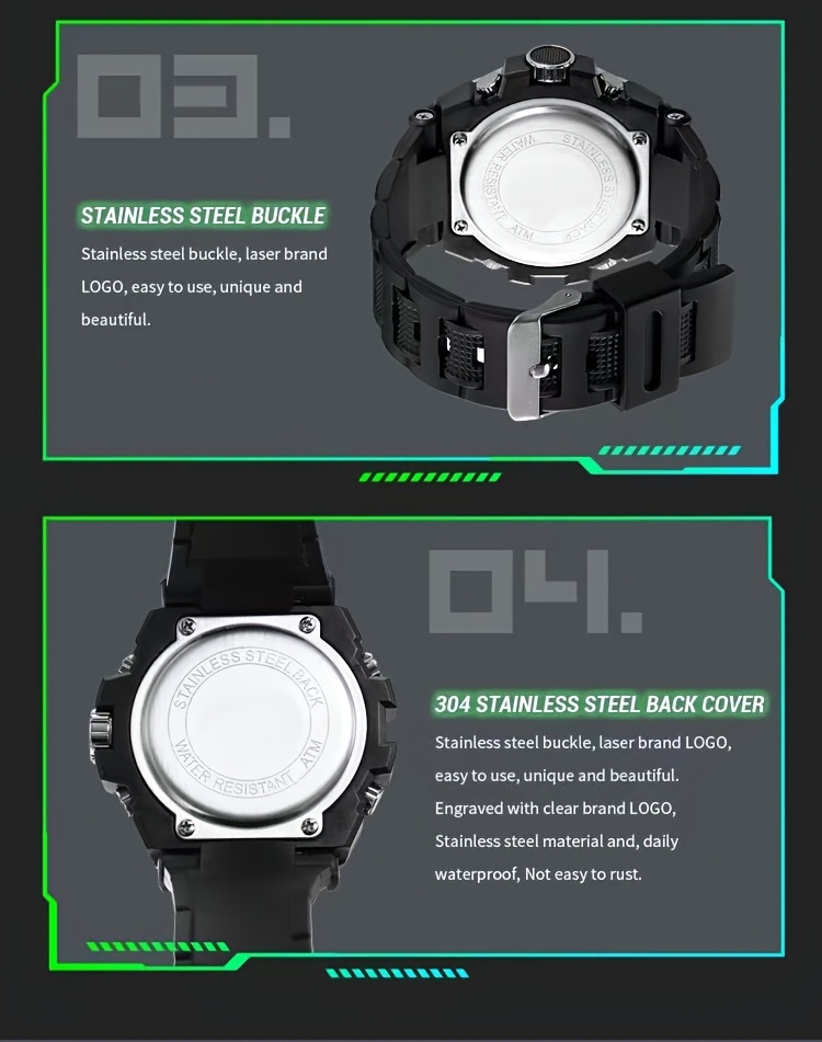 New Multi-Function Sports Watch with Dual Display, Luminous Electronic Quartz Alarm Clock, Stylish Digital Watch