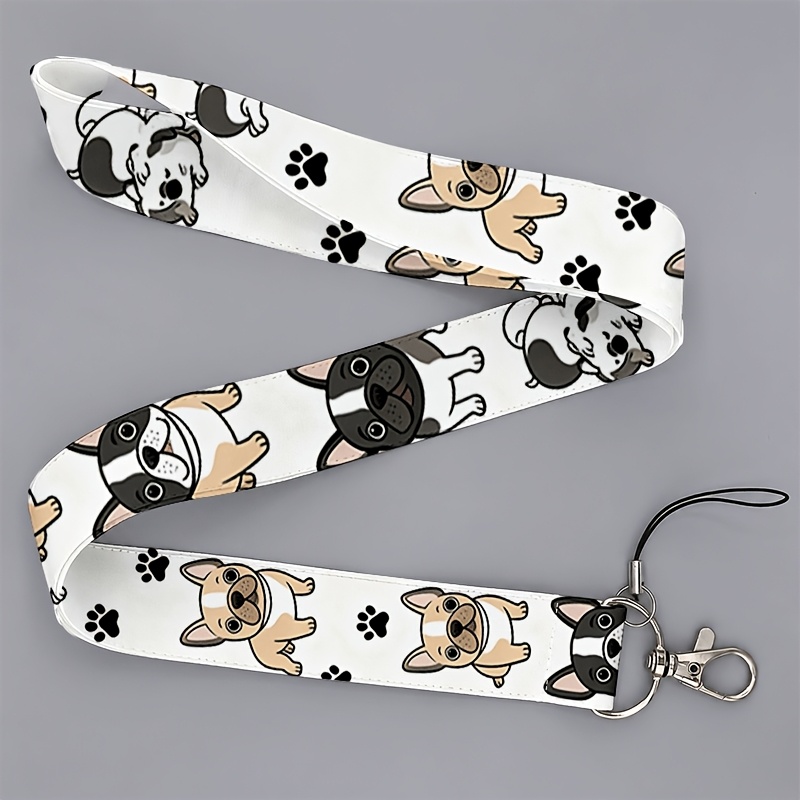 TEMU Cordón 2D para hombres y mujeres que van al trabajo o a , con diseño de bulldog francés de dibujos animados y de pata, para teléfonos y tarjetas
