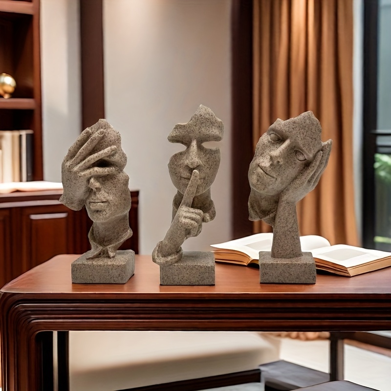 3pcs European handicraft decoration simple abstract character mask, office living room sculpture art decoration