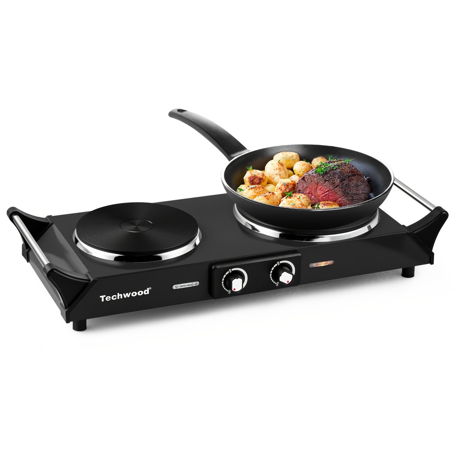 twchwood 1800  burner electric stove featuring an infrared ceramic cooktop with dual independent controls and anti   handles a portable hot plate suitable for home dorms andcamping offering quick heating and an easy to  