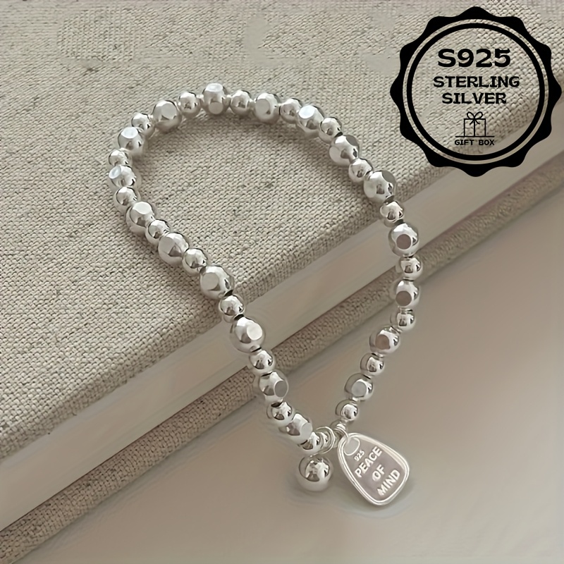 TEMU A 925 Silver Simple And Versatile Round Bead Women's Bracelet, Suitable For Daily Commuting, Parties, Vacations, And Music Festivals. With