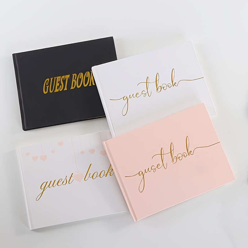 

1pc Hardcover Gold Foil Notebook Wedding Guest Sign-in Book Birthday Party Commemorative Album