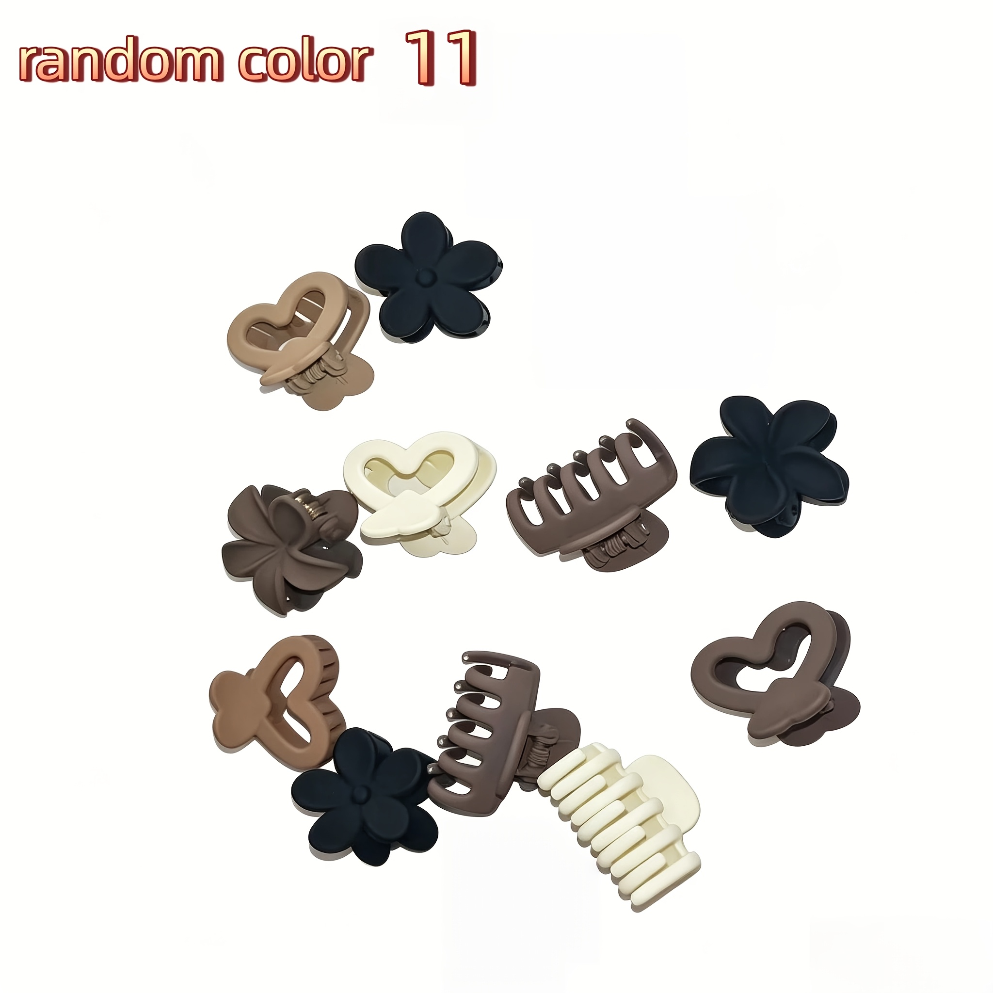 TEMU 11pcs Set Of Elegant Women's Hair Clips - Random Colors And Patterns, Various Geometric And Floral Designs, Mixed-color Durable Plastic Hair