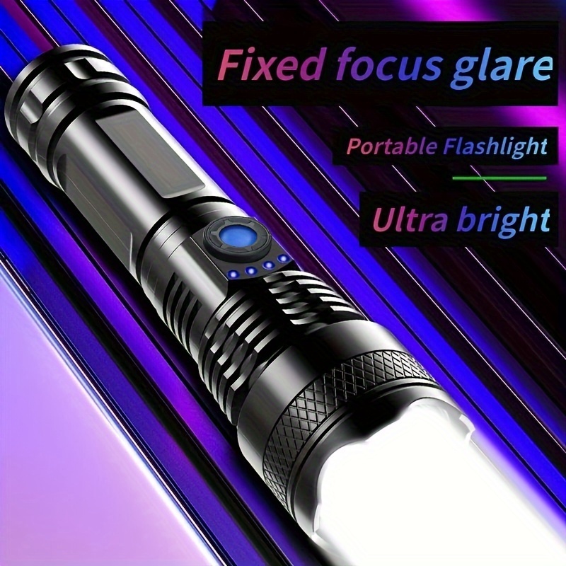 

1pc Tactical , 3 Modes Adjustment, Built-in Battery, Power Display, Usb Rechargeable, Suitable For Camping Fishing At Night