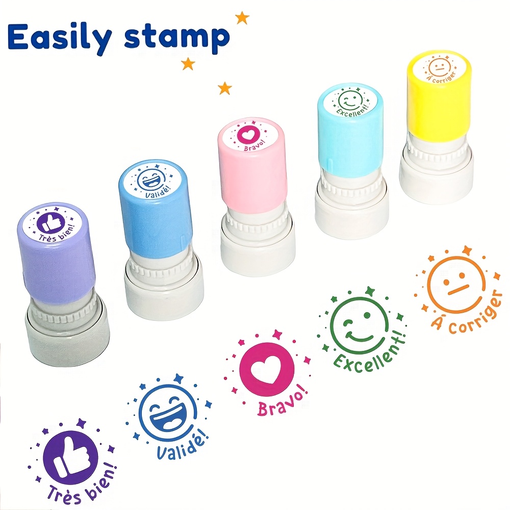 TEMU 5- Office Rubber Stamps, Mood Stamp Set, For Graded Homework, Mood Stamps, Encouraging Classroom , For Office Stationery Encouraging