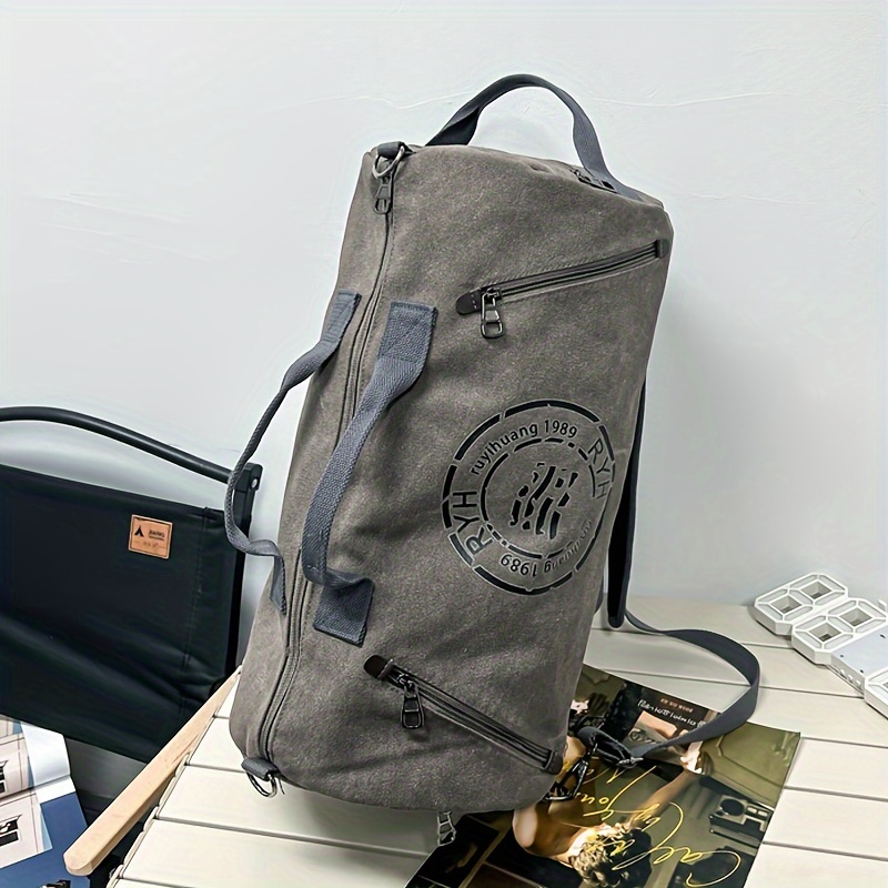Hiking Canvas Shoulder Bag, Casual Unisex Hand-carry Travel Bag, Backpack, Cylinder Crossbody Bag, Sports Gym Bag, Hunting Tactical Backpack