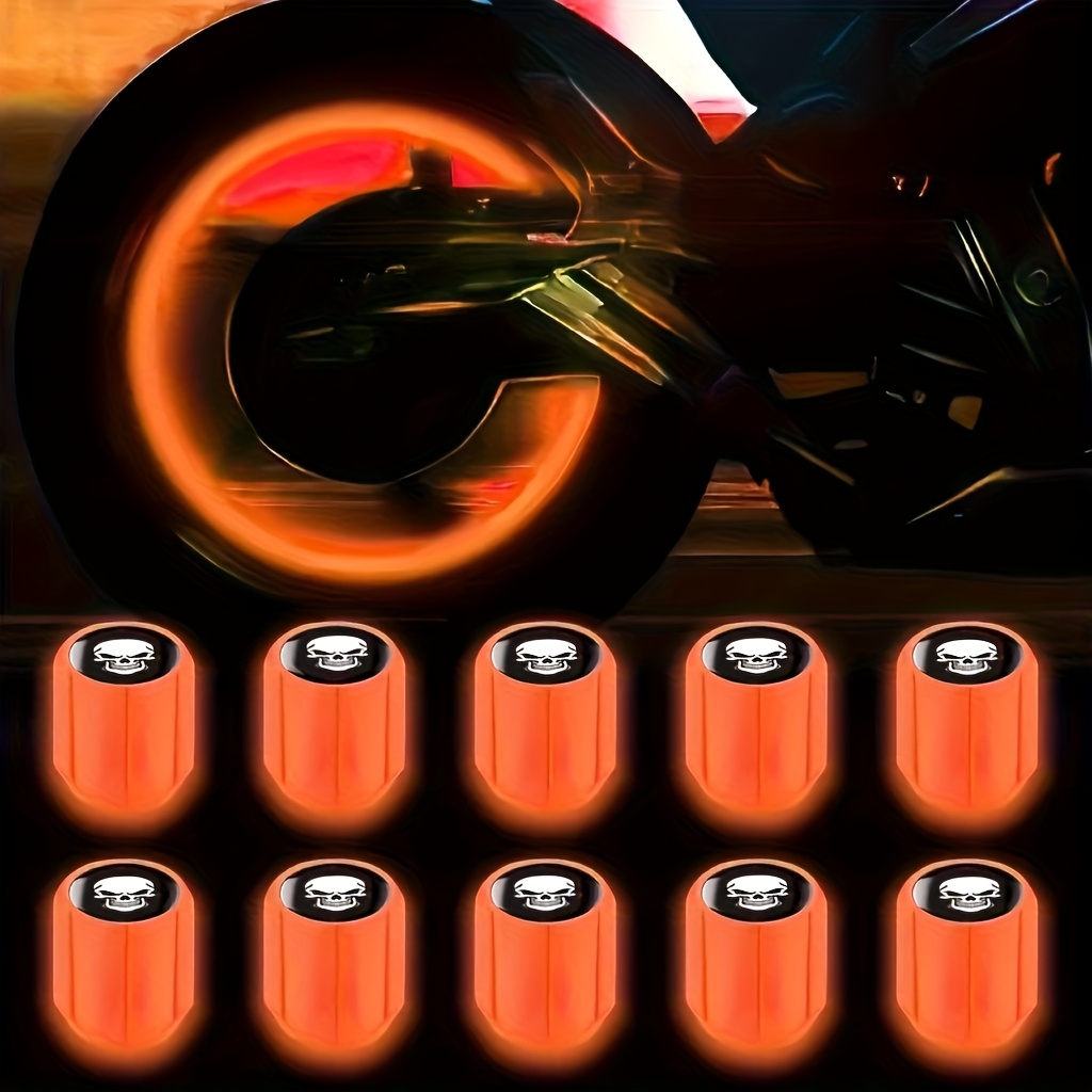 Suitable for Cars, Motorcycles, Bicycles, Cool Luminous Plastic Valves, Suitable for Night Visibility And Energy Storage, Vehicle Accessories 8pcs New Fluorescent Skull Tire Valve Caps Luminous Car Wheel Valve Caps for Cars, Fashion Valve Caps