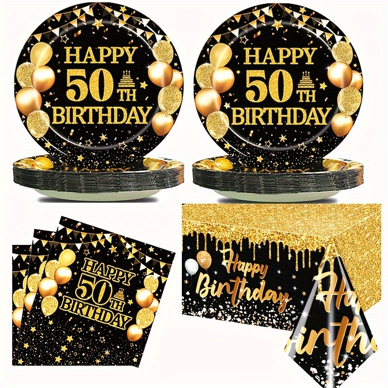  Decoraciones de cumpleaños para hombres, decoraciones de  aniversario negro y dorado, mantel de globos de cumpleaños, vajilla para  servir a las invitados para mujeres (estilo 40 cumpleaños) : Hogar y Cocina