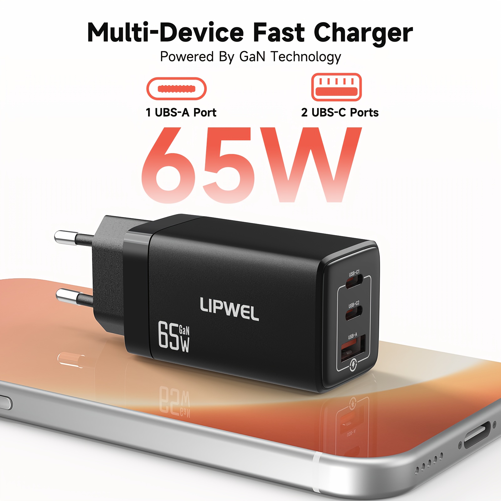 65w hızlı şarj aleti, siyah ve   renklerde i̇ki usb-c ve bir usb-a portu ile. pps üç portlu hızlı şarj kompakt gan hızlı şarj aleti, seyahat şarj aleti, duvara monte şarj aleti,  /air, iphone 17/16/15, ipad, galaxy s24/s23 ile uyumlu.