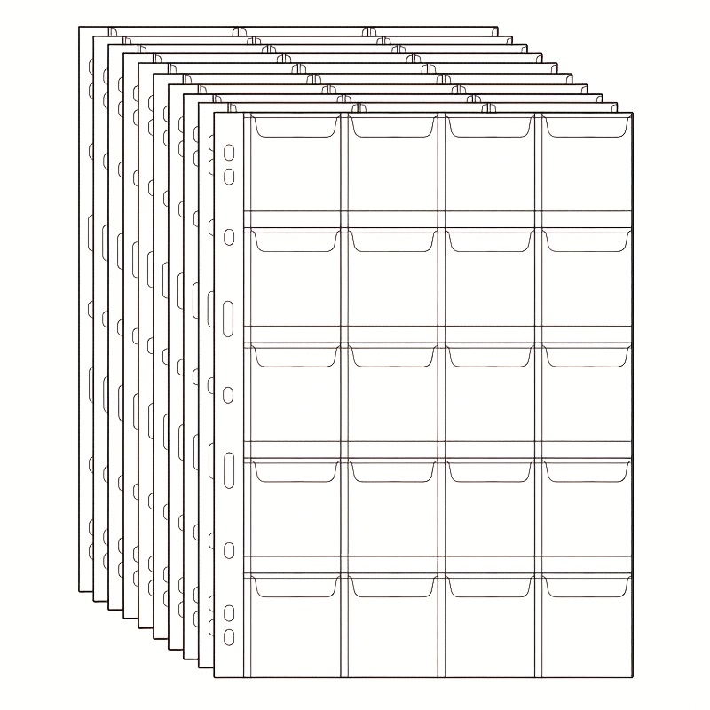 International Standard Hole Position 9-hole Coin Stamp Collection Inner Page 20-grid 30-grid 42-grid Large Capacity Storage Book