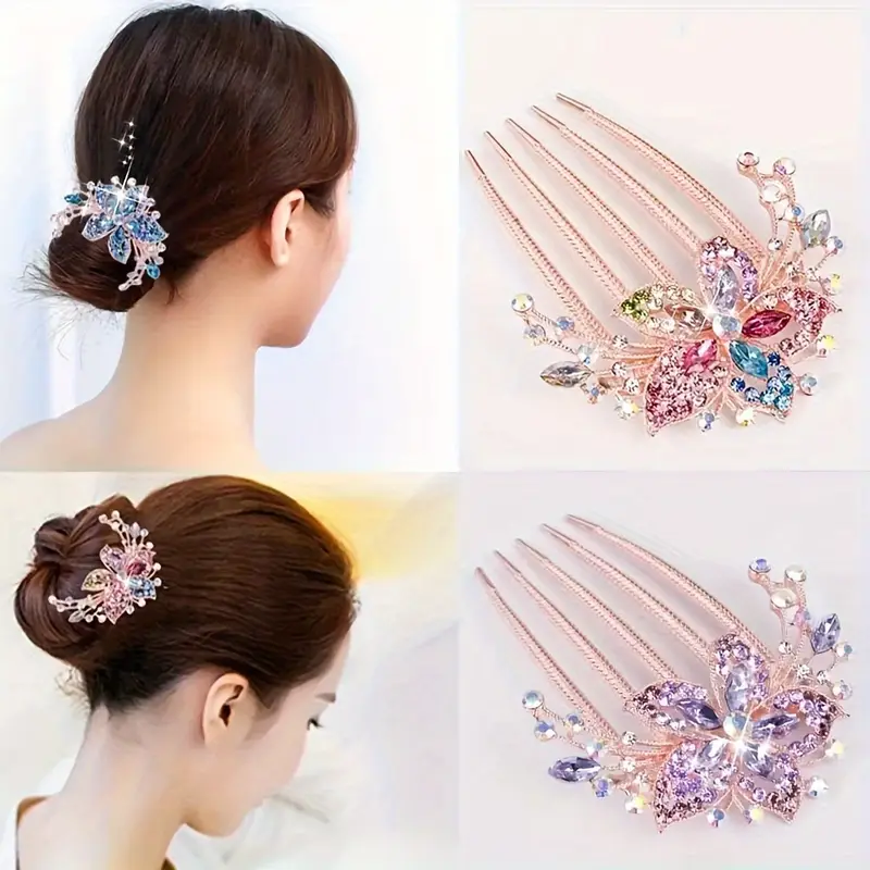 4pcs set new retro hair clips fashion plastic shiny hair combs for womens hairstyle accessories gift set Product details 1