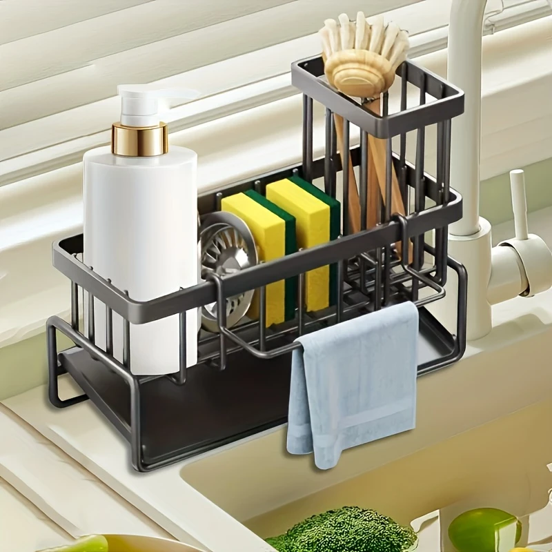 1pc 2pcs of kitchen sponge storage rack with effective drainage soap rack stainless steel material for design to prevent water independent towel rack for effective kitchen storage details 5