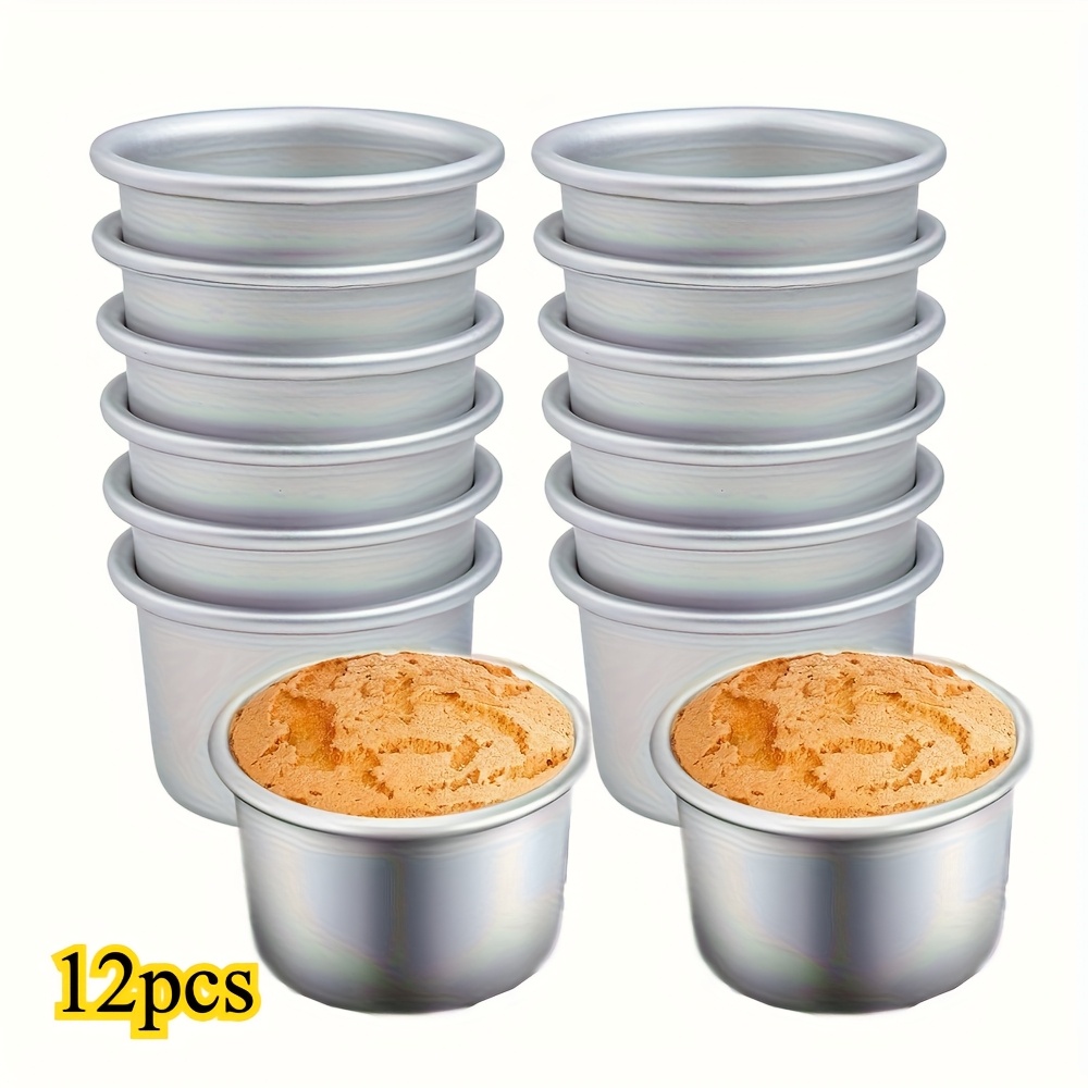 TEMU 12pcs Of 2-inch Aluminum Circular Mini Pancake And Cupcake Molds. For , An Indispensable Baking Mold For Family Gatherings, Neighbor And Friend
