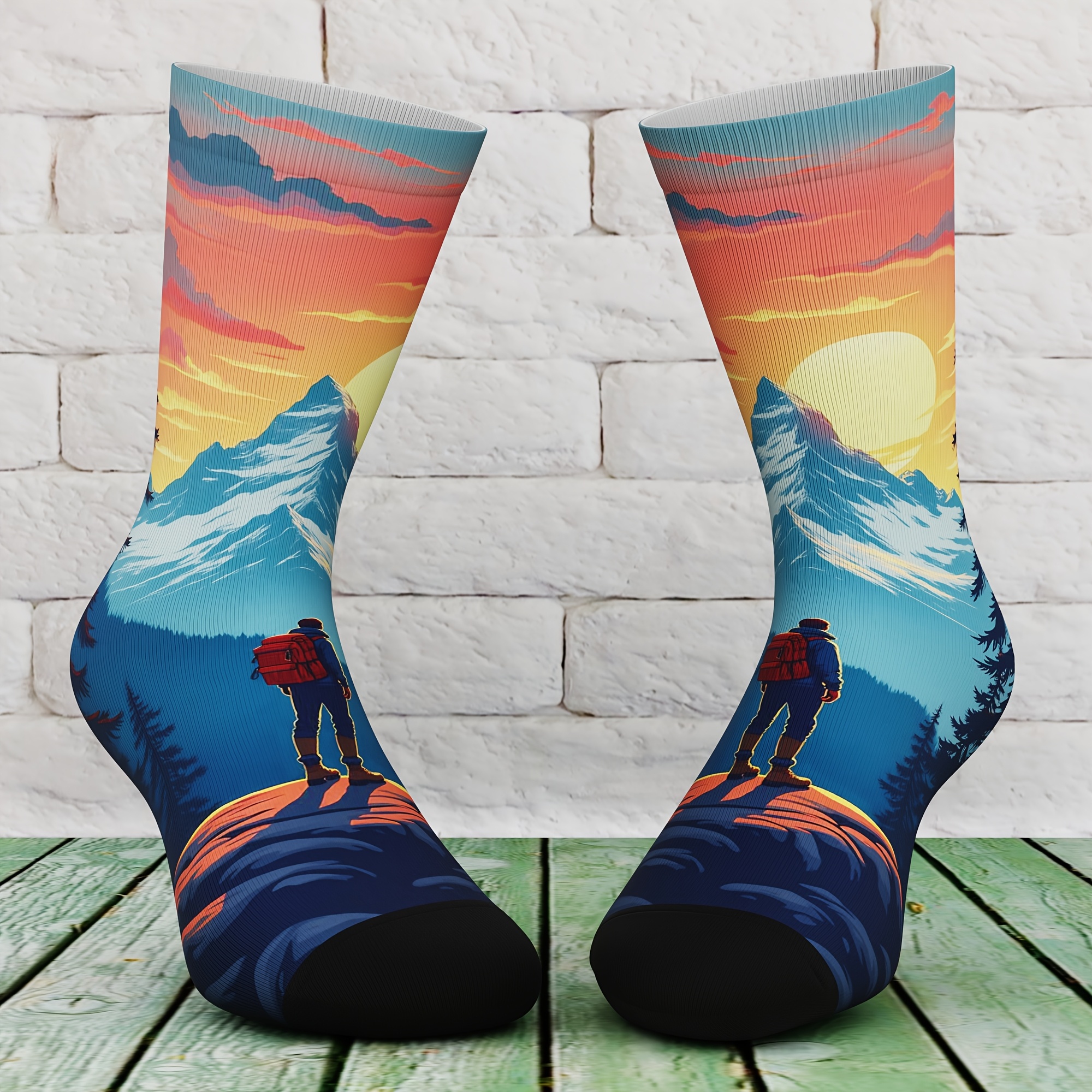 TEMU A Pair Of Unisex Socks With Creative Patterns, Made Of Bamboo Fiber, Stylish And Attractive, Comfortable And Breathable, Suitable For Outdoor
